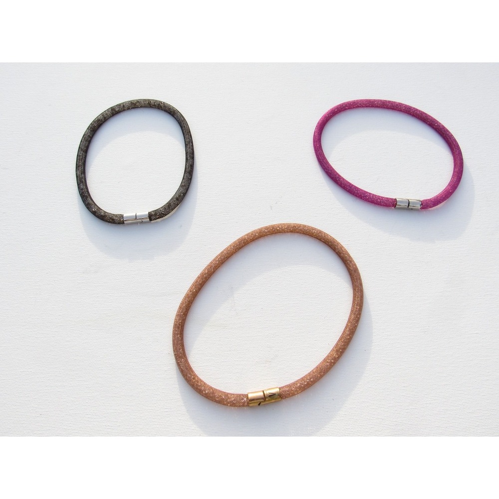 Swarovski Stardust Necklace Choker Crystal Mesh Tube Magnetic‎ Clasp Set of 3